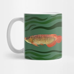 Orange Arowana Fish Green waves Mug